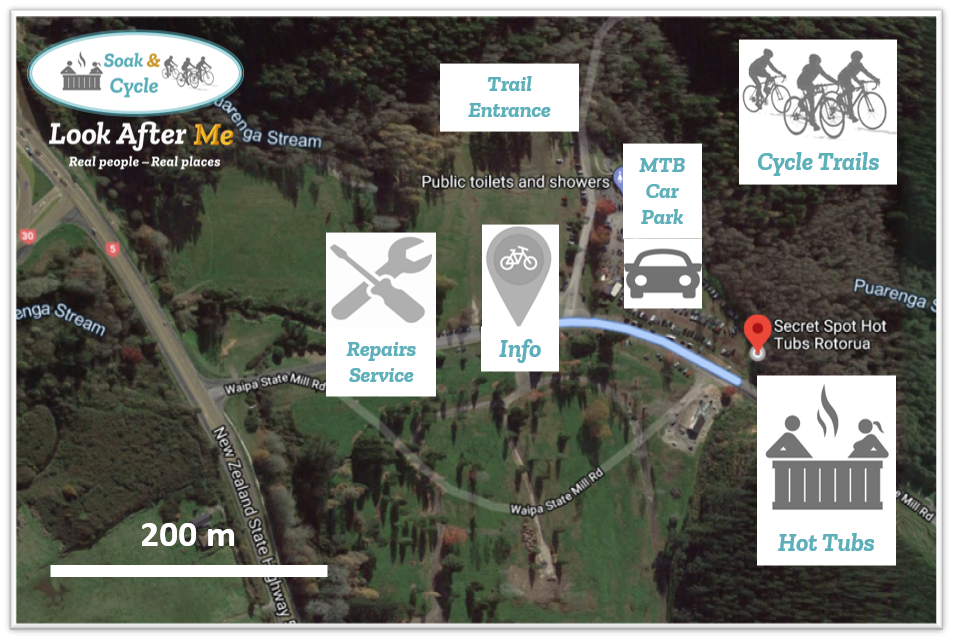 Map showing Secret Spot Hot Tubs in Rotorua and holiday accommodation
